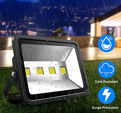 200W LED Flood Lights Outdoor, 20000LM Super Bright Security Floodlight, 100-277V, IP66 Waterproof, Commercial Exterior Light Fixture, 6000K Daylight White, Arena Yard Court Stadium Parking Lot Light