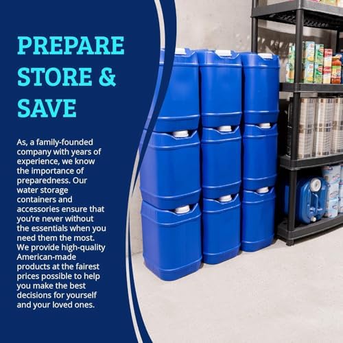 5-Gallon Stackable Water Storage Containers, Emergency Water Storage for Camping and Disaster Preparedness, 40 Gallons
