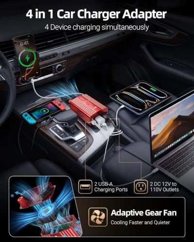 BESTEK 300W Pure Sine Wave Power Inverter - DC 12V to AC 110V Car Converter