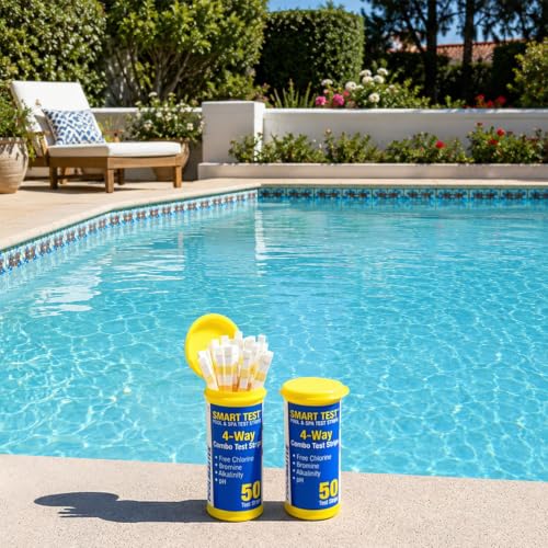 Poolmaster 22212 Smart Test 6-Way Swimming Pool and Spa Water Chemistry Test Strips, 50 count,White