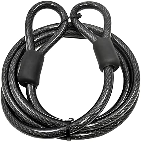 Lumintrail 12mm (1/2 inch) Heavy-Duty Security Cable, Vinyl Coated Braided Steel with Sealed Looped Ends (4', 7', 10', 15' or 30') (7-FT)