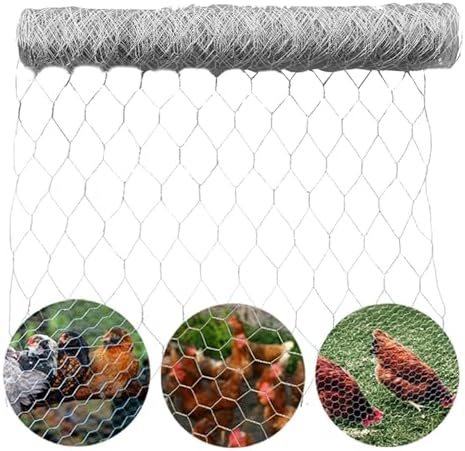Galvanized Poultry Wire Netting 2" Hexagonal Mesh Wire Fence Suit for Family Craft Projects Chicken Netting Garden Fencing Backyard Fencing (4ft x