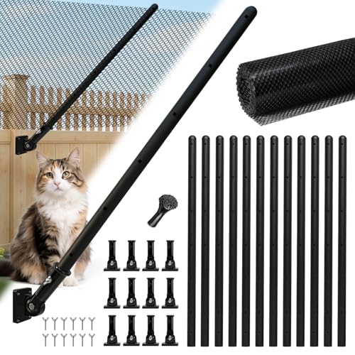 Cat Fence Extension & Conversion Kit | 30-Inch Height, 50-Foot, Wood, Metal, Vinyl & Brick Fences, Durable Polyethylene, Easy Install, Complete Set