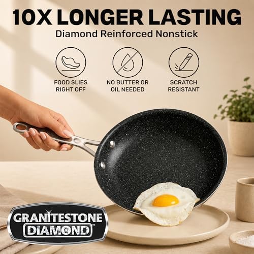 GRANITESTONE 20 Pc Complete Pots and Pans Set Non Stick Cookware Set with Saute Pan, Bakeware, Steamer, Cooking Utensils, Made Without PFOA PFOS