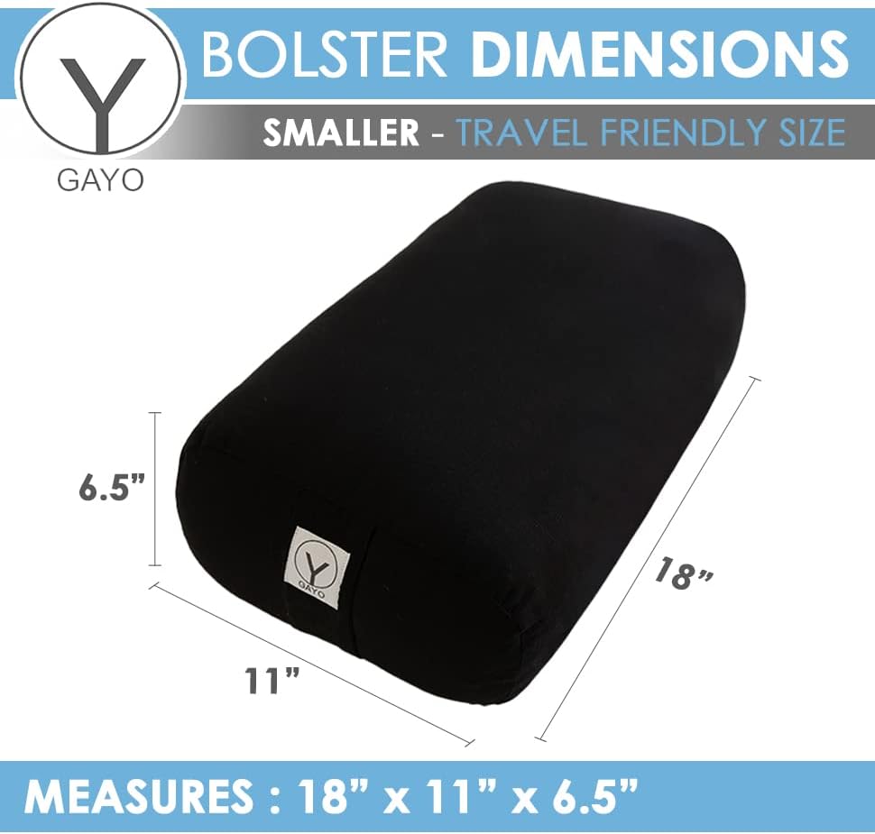 Y O GAYO Yoga Bolster - Made with 100% Cotton, Yoga Pillow Set Includes Extra Washable Cover and Carry Bag
