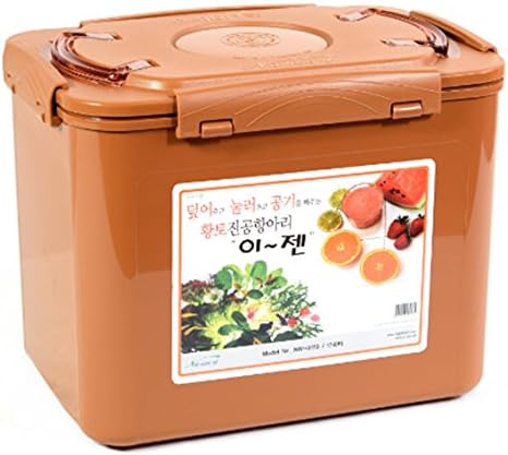 Premium Kimchi, Sauerkraut Container Probiotic Fermentation with Inner Vacuum Lid (Earthenware Brown, 0.45 gal/ 1.7L)