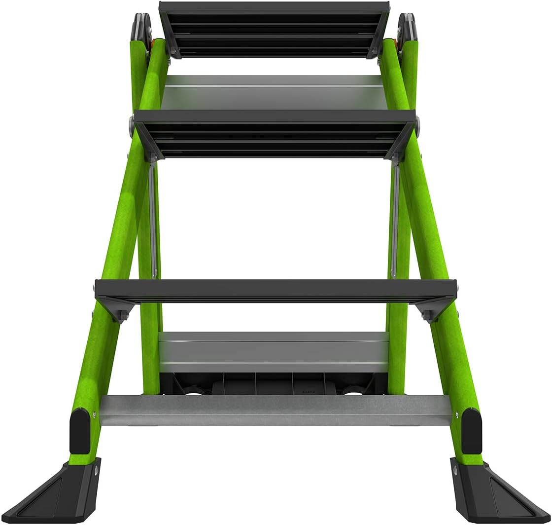 Little Giant Jumbo Step 3-Step Foldable 2.2 ft Aluminum Stool, 11903 | Foldable Aluminum Step Stool, Extra-Wide Stair-Like Treads, Rotating Handrail, Tool Tray, 375 lbs. Weight Capacity