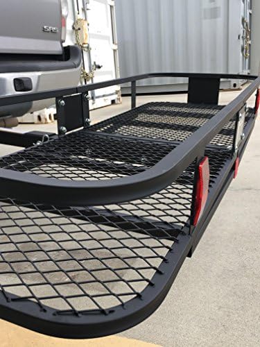 MaxxHaul 70103 500 lb. Capacity Steel Hitch Mount Folding Cargo Carrier Mesh Basket Fits 2 inch Hitch Receiver 60 x 21 x 6.5 in For Car SUV Pickup