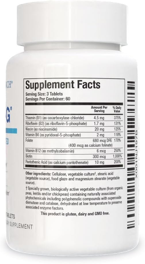 BIOTICS RESEARCH Bio-3B-G Vitamin B Complex, Vitamin B Complex Supplement for Stress, Energy and Adrenal Health Gluten Free Supplement 180 Tablets