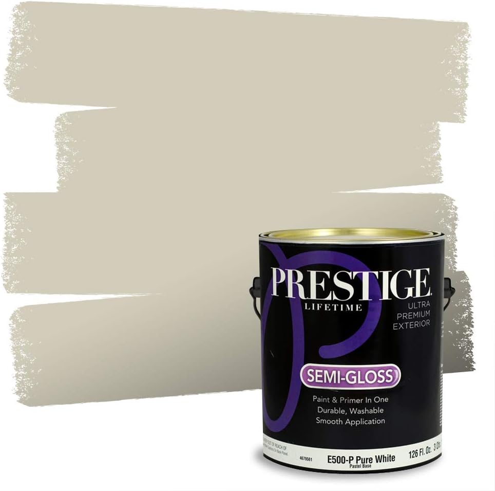 PRESTIGE Paints Exterior Paint and Primer In One, 1-Gallon, Satin, Comparable Match of Sherwin Williams* Ripe Olive*