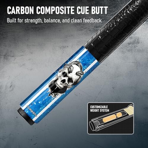 CUEBOTS Glass Fiber Cue, Glass Fiber House Cue Stick, Club Cue, Cue for Beginners, Durable Uni-QR, 3/8-10, 5/16-18 Joint, Long Lasting Glassfiber Shaft, 7-Layer Microfiber Tip