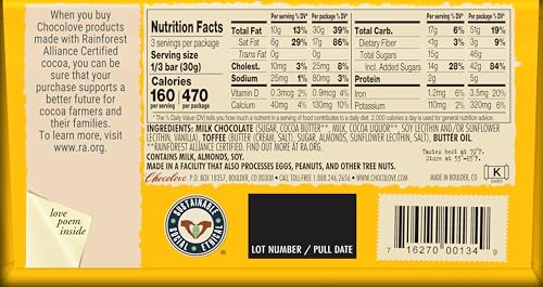 Chocolove - Milk Chocolate Bar Toffee & Almonds - 3.2 oz.