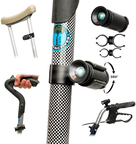 LightBaum 2G LED Flashlight for Canes, Crutches & Walkers — Universal Clip-On Mount, Adjustable Angle