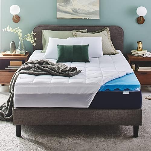 Sleep Innovations Dual Layer 4 Inch Memory Foam Mattress Topper, King Size, Ultra Soft Support