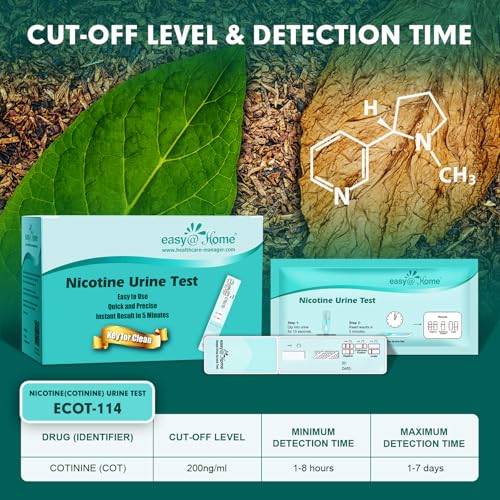 Easy@Home 25 Pack Nicotine Urine Test Strips, Cotinine Urine Screen Test