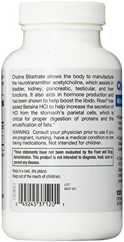 Roex Vitamins | Choline Bitartrate | Improved Brain Activity | Cellular Function | Nutritional-Supplement | 120 Count