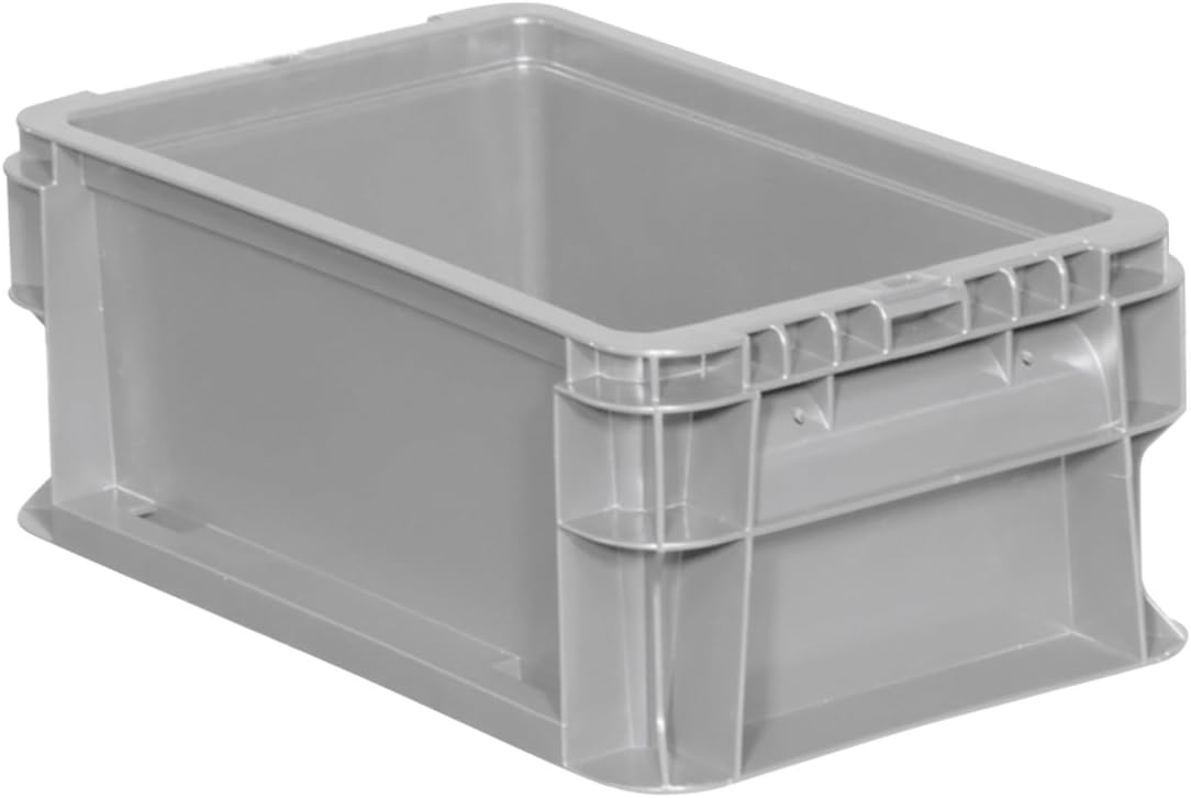Buckhorn SW3215080201000 Plastic Straight Wall Storage Container Tote, (32-Inch x 15-Inch x 7-1/2-Inch), light grey