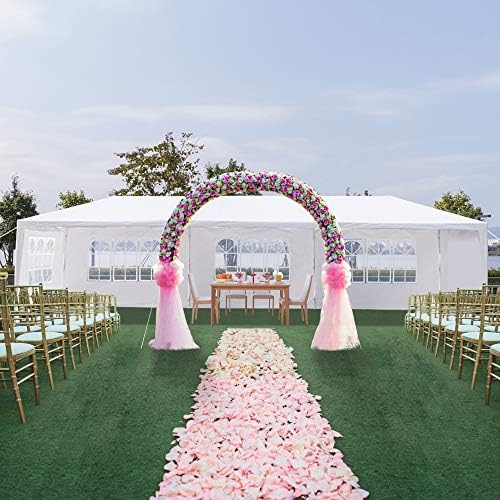 10' x 30' Outdoor Canopy Tent White Wedding Gazebo Party Practical Waterproof Tent with Brighter Windows,5 Removable Side Walls