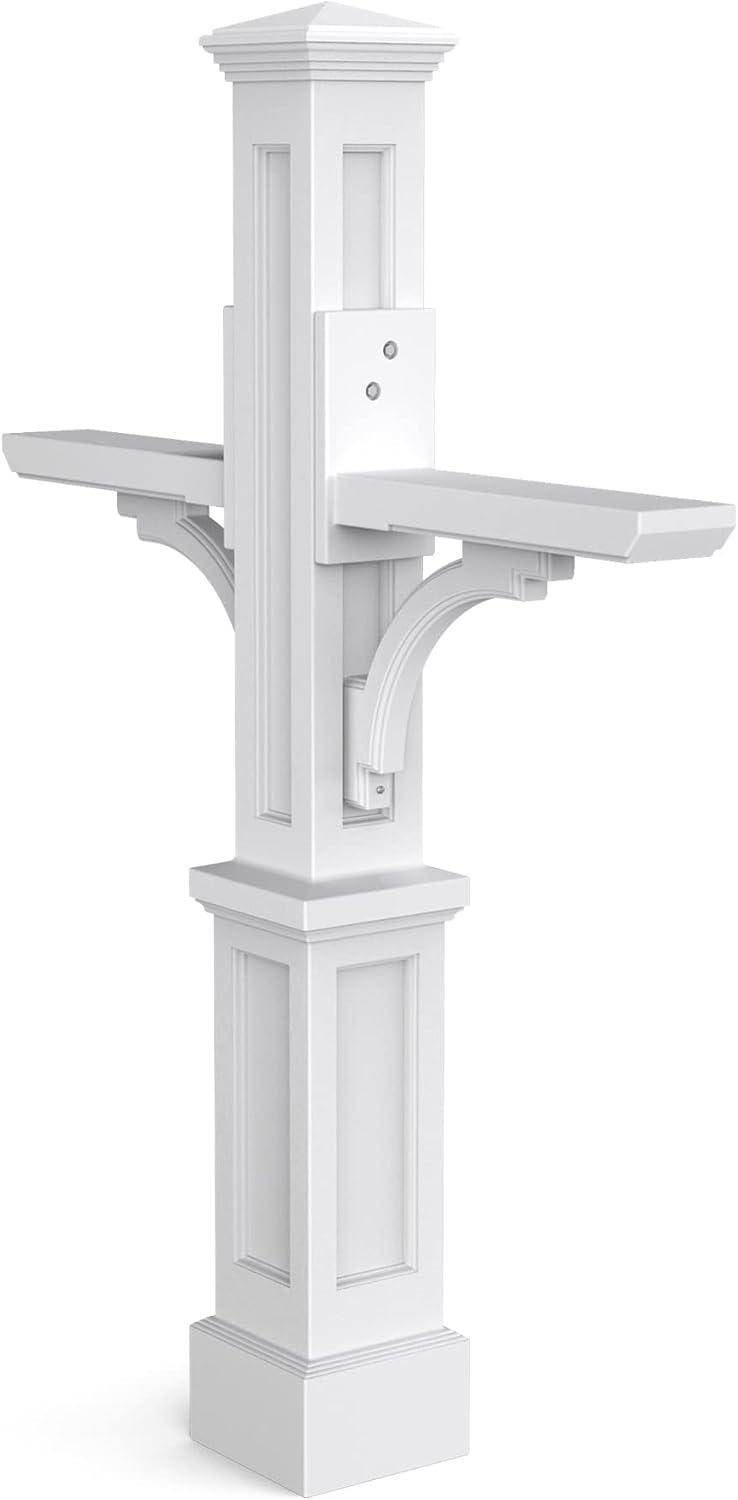 Mayne Newport Plus Double Mailbox Post for 2 Mailboxes, Black | Holds 2 post-mount mailboxes, Weather & fade resistant, All season, 15-year warranty