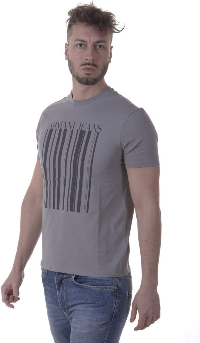 Emporio Armani Mens Regular Fit Jersey Barcode T-Shirt