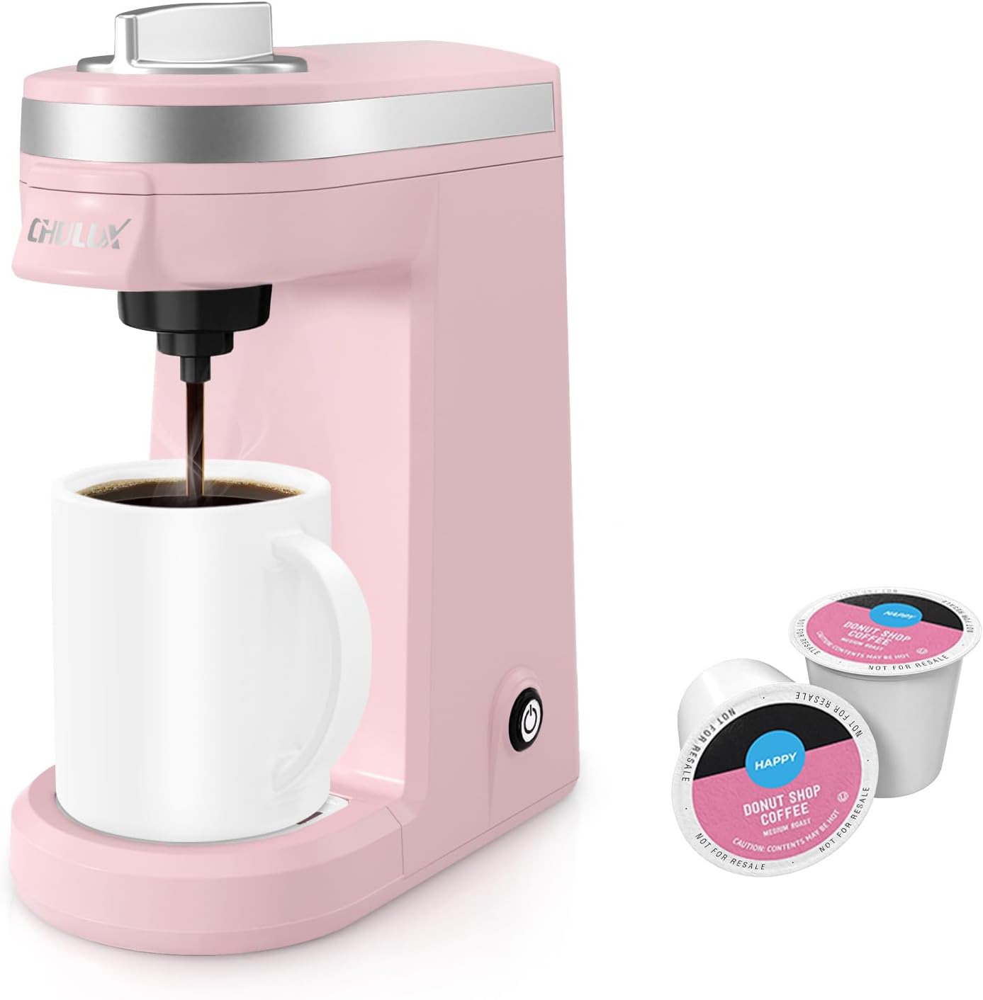 CHULUX Mini Single Serve Coffee Maker for K Pod, Brew Up to 12oz Cup, Black | Fast-Heating Boiler System, Single Cup Brewing, Portable Compact Design, Four-Hole Multi-Stream Needle, Adjustable Drip Tray