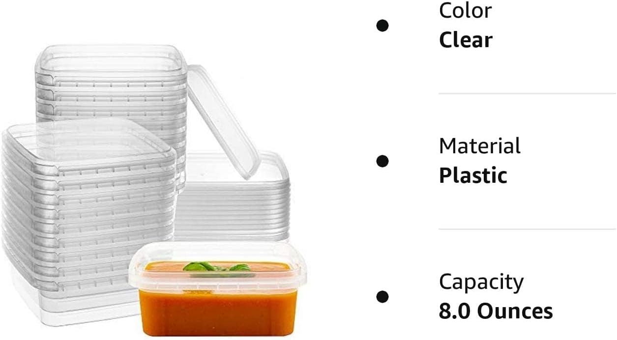 NYHI 32 oz 20 Pack Square Clear Deli Containers with Lids Disposable BPA Free Square Plastic Food Storage Containers with Lids Airtight for Meal