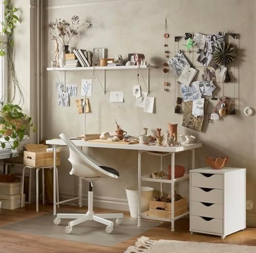 4-Drawer Unit on Casters, White, 13.75 x 22 Inch, Rolling Storage Cabinet