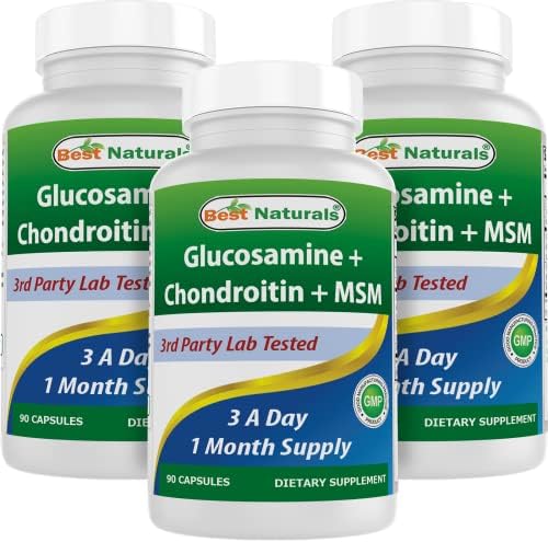 Best Naturals, Glucosamine Chondroitin MSM Supplements, 2600 mg per Serving, 90 Capsules (90 Count (Pack of 1))