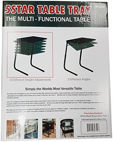 Portable Foldable TV Tray Table - Laptop, Eating, Drawing Tray Table Stand with Adjustable Tray with Sliding Adjustable Cup Holder - 5StarSuperDeals - (Black)