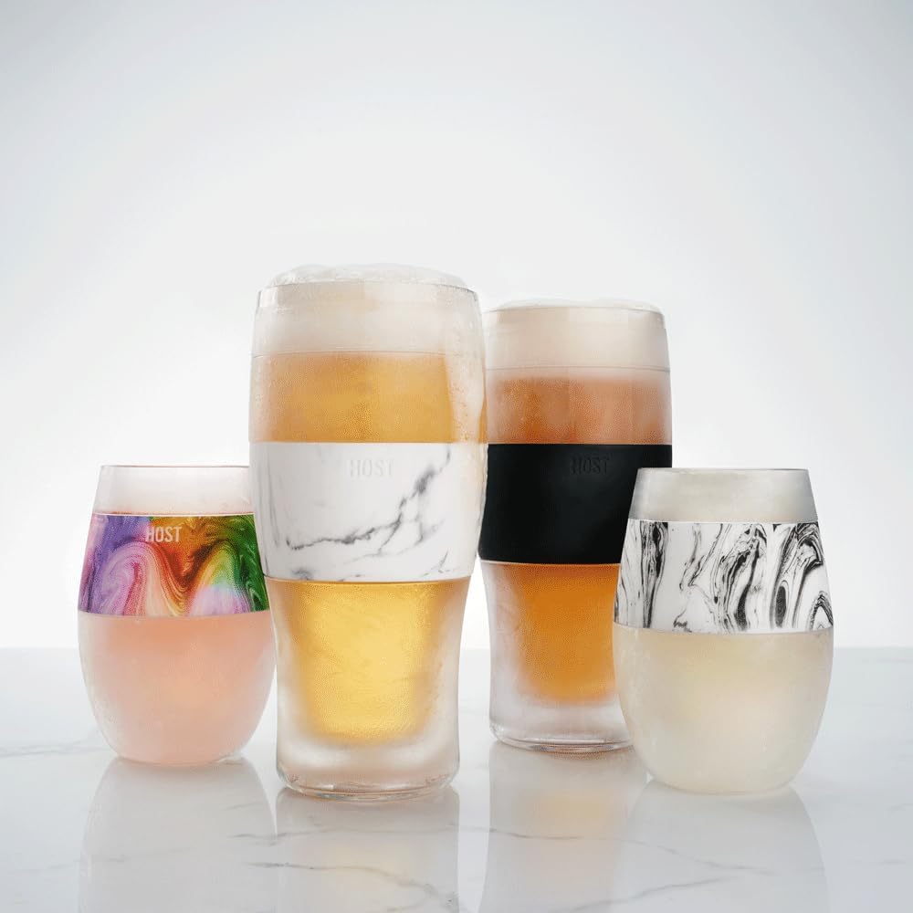 Host FREEZE Beer Glasses, Frozen Beer Mugs, Freezable Pint Glass Set, Insulated Pint Glass to Keep Your Drinks Cold, Double Walled Insulated Glasses