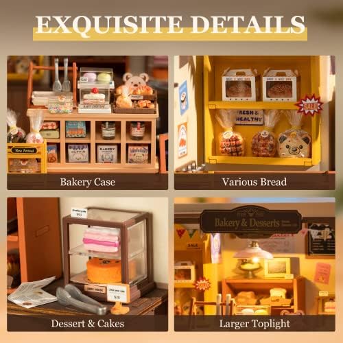 ROBOTIME DIY Miniature House Kit Mini Green House Tiny Dollhouse Wooden Furniture Kit with LED Halloween/Christmas/Birthday Gifts for Adults (Cathy's Greenhouse)