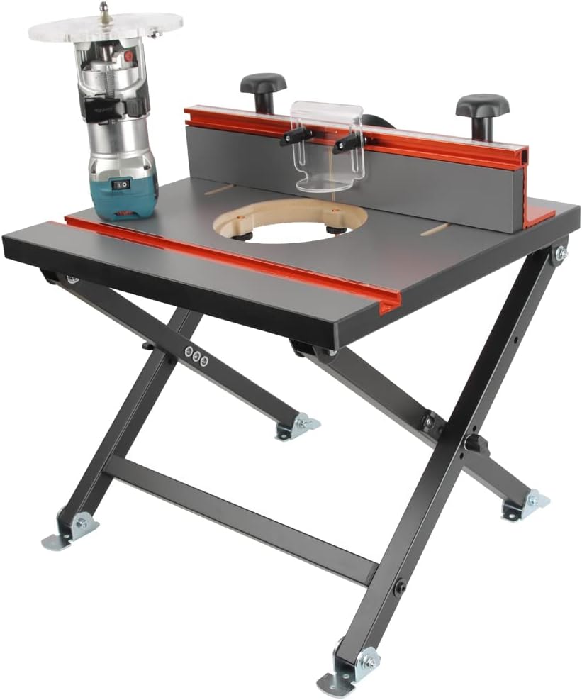 O’SKOOL Foldable Benchtop Trim Router Table with Adjustable Stand | Portable Benchtop Routing With Fold-Flat Storage And Pre-Drilled Fit For