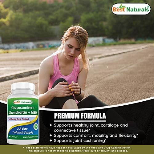 Best Naturals, Glucosamine Chondroitin MSM Supplements, 2600 mg per Serving, 90 Capsules (90 Count (Pack of 1))