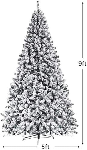ReunionG 7.5FT Snow Christmas Tree, Artificial Flocked Hinged Pine Tree, Holiday Decoration Tree with Premium PVC Needles and Solid Metal Stand