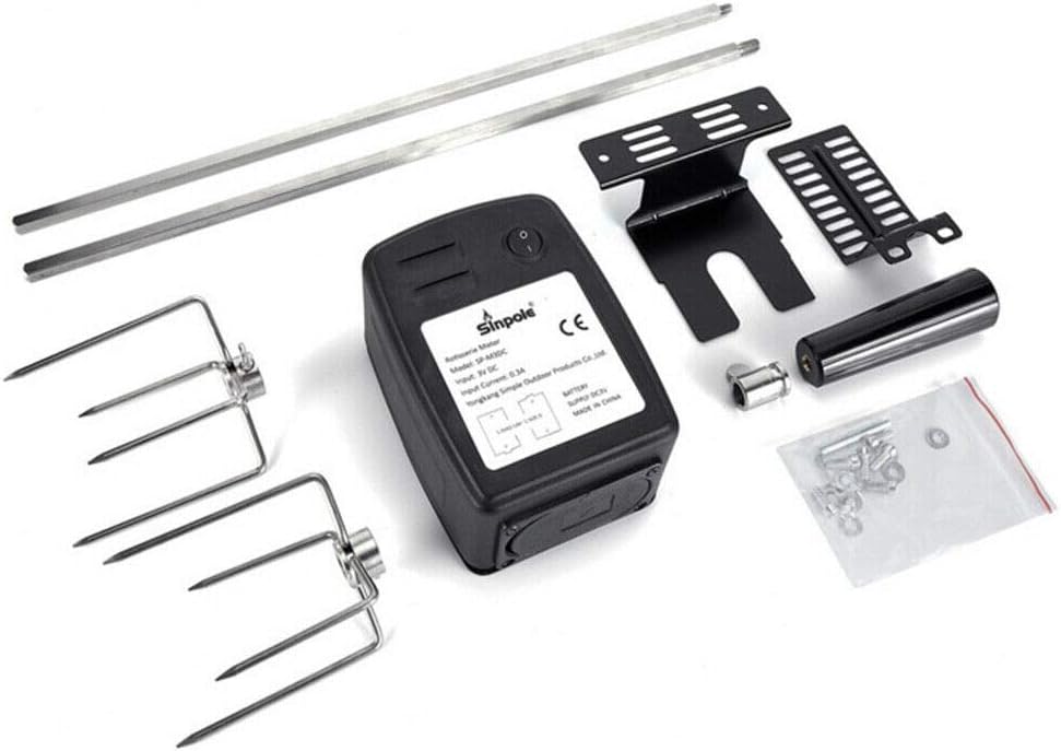 Electric BBQ Rotisserie Spit Roaster Charcoal Motor Rod Kit with Meat Forks