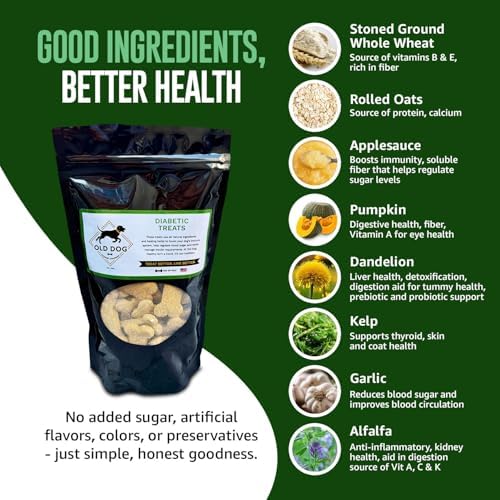 Old Dog Cookie Company All Natural Diabetic Dog Treats – Vet Approved Dog Snacks | Best Healthy Chews for Dogs, Top Treat for Dogs | Low Glycemic
