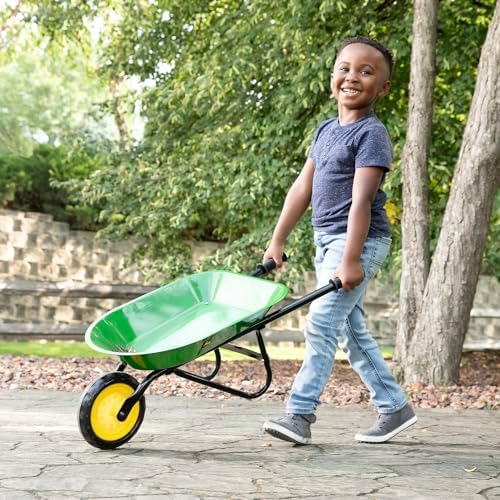 TOMY John Deere Kids Wheelbarrow - 34 Inch - Kids Gardening Tools - John Deere Toys - Ages 2 Years and Up