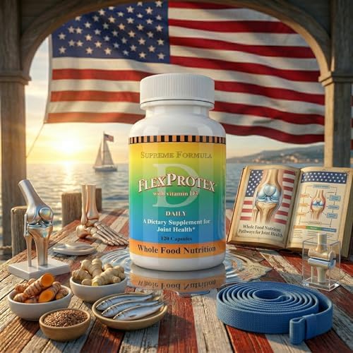 Daily Health, Flexprotex D 884mg Joint Muscle Support 120 Capsules Natural Herbal Turmeric Chondroitin Glucosamine Yucca Boswellia Hyaluronic Acid Ashwagandha D3 Magnesium (1 Month Supply)