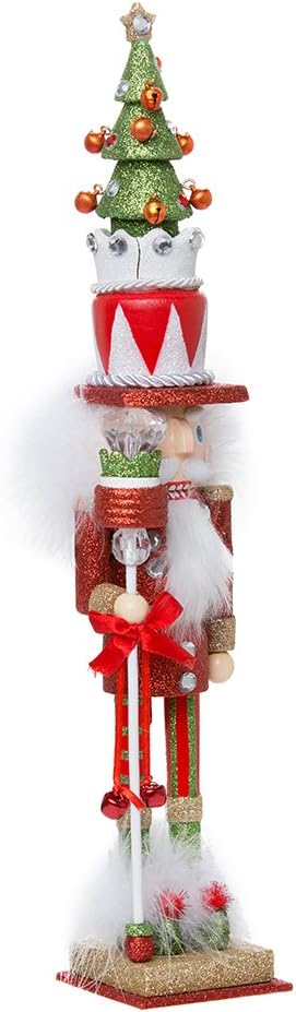 Kurt Adler Hollywood Tree Hat Nutracker, 15-Inch, Red and Green | Free-Standing Collectible Wooden Holiday Decoration