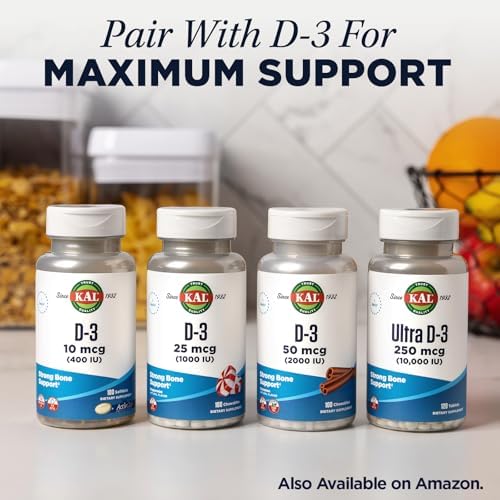 KAL Calcium Citrate 1000mg, Calcium Supplements for Women and Men, Bone Health, Teeth, Nervous, Muscular & Cardiovascular System Support, Gluten Free and Lab Verified, 60 Servings, 180 Tablets | Bone, Teeth, Muscle & Heart Support - Chelated Calcium Citr…