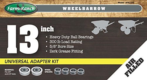 Farm and Ranch FR2200 Pneumatic Replacement Tire for Wheelbarrows and Utility Carts, 13-Inch, Black
