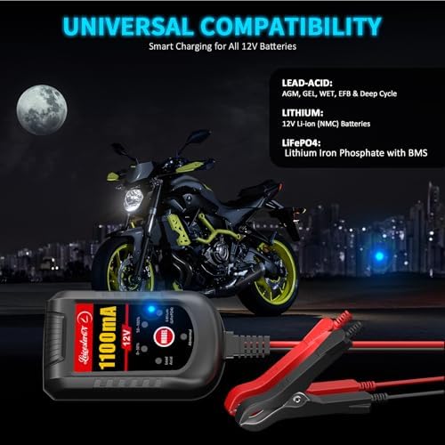 2A Battery Maintainer & Trickle Charger, 6V 12V Smart Float Charger with Pulse Repair Mode, 10FT Extra Long for Motorcycle, Automotive Car, Lawn Mower, Marine Boat, ATV, SLA, AGM, Gel, LiFePO4