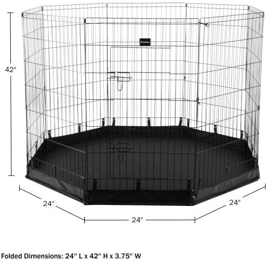 Puppy Playpen - Foldable Metal Exercise Enclosure with Eight 24-Inch Panels - Indoor/Outdoor Fence for Dogs, Cats, or Small Animals by PETMAKER