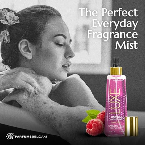 Luxe Perfumery Sugar Bliss Hair & Body Perfume Mist – Sweet Gourmand Fragrance with Raspberry, Chocolate, Vanilla & Musk – Hydrating Coconut Oil & Glycerin, Lightweight Daily Mist for Women, 8 Fl Oz