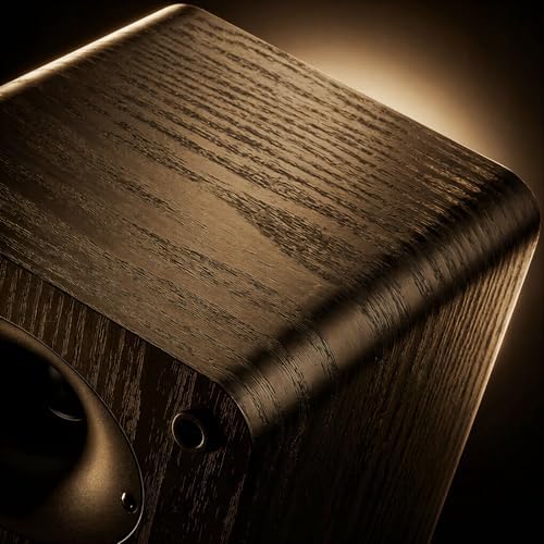 RIOWOIS Passive Bookshelf Speakers, Home Stereo Speakers for Record Player | Silk-Dome Horn Tweeter, 4 inch Woofer, Gold-plated Terminals