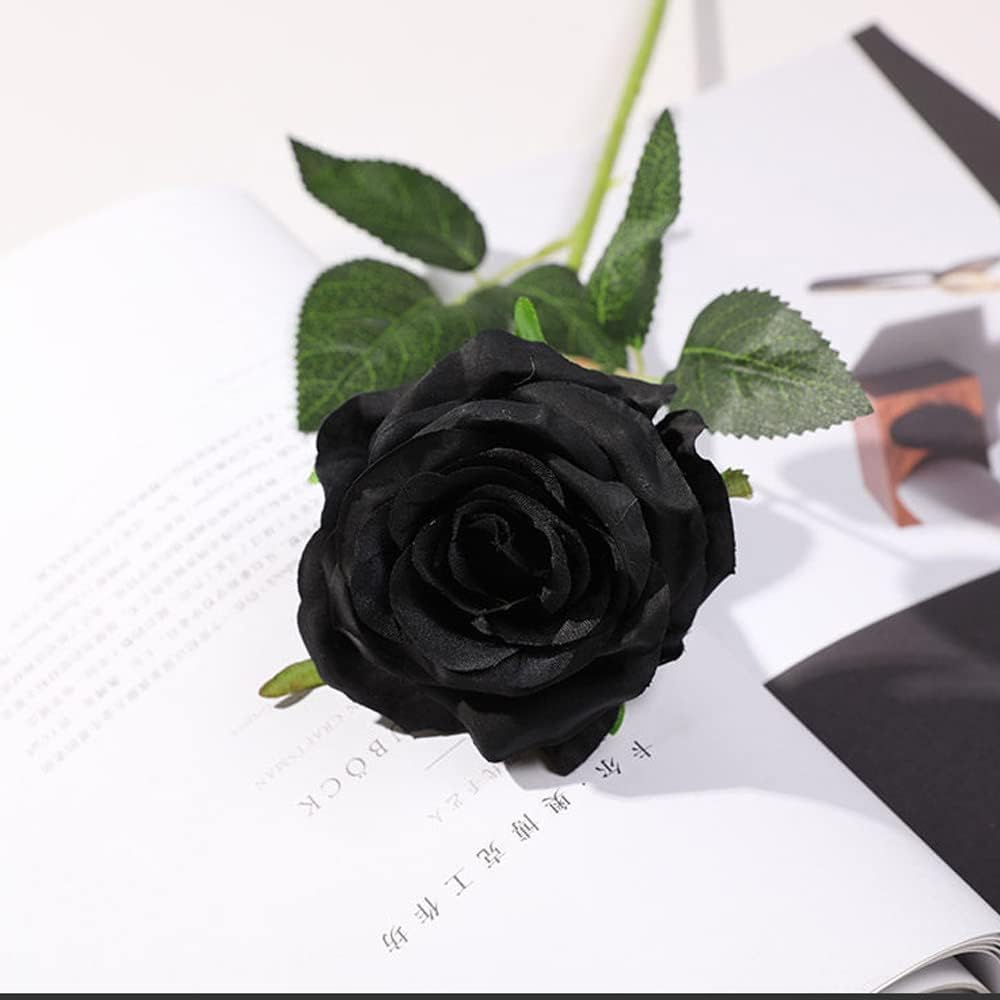 Hawesome 12PCS Artificial Silk Flowers Realistic Roses Bouquet Long Stem for Home Wedding Decoration Party (Yellow, 6 Flowers 6 Buds)