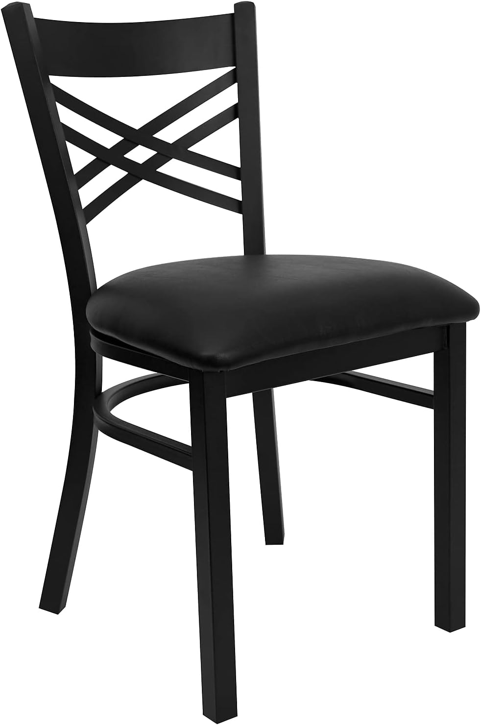 Flash Furniture Hercules Series "X" Back Metal Restaurant Chairs, Modern Upholstered Armless Dining Chairs for Restaurants/Kitchens, Set of 2, Black