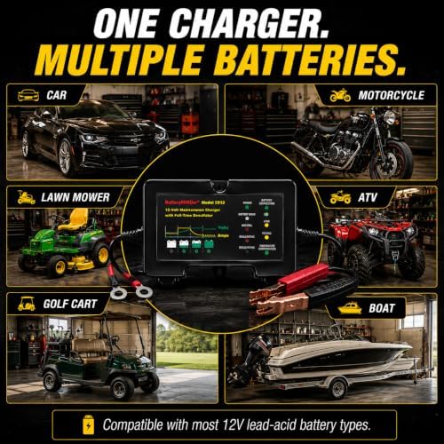 2012 12V 2Amp Smart Battery Charger, Maintainer & Desulfator - Automatic Trickle Charger for Car, Motorcycle, Lawn Mower