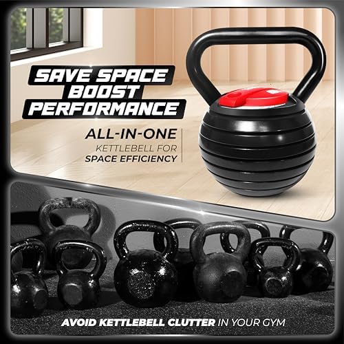 Yes4All Adjustable Kettlebell Set, 20–40 LB Weight Set, Solid Cast Iron Handle with Spacer Disks & Secure Lock