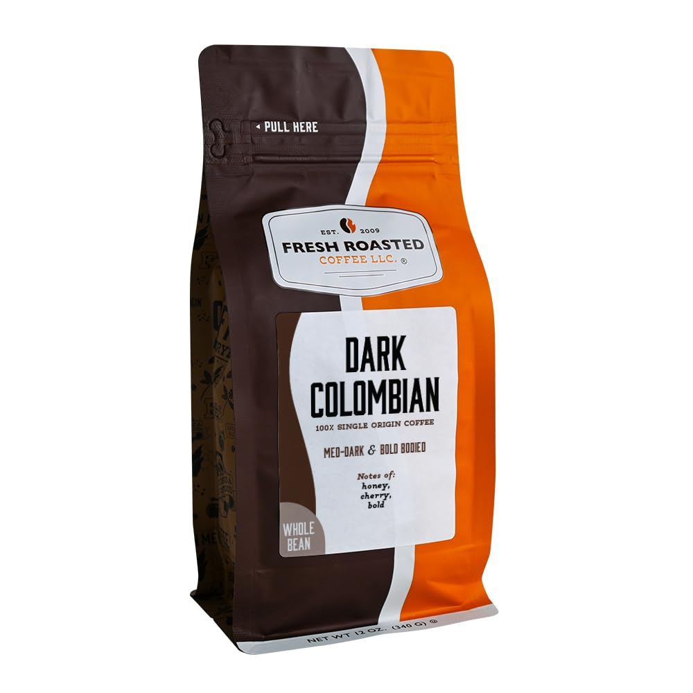 Fresh Roasted Coffee, Dark Brazil Whole Bean Coffee, Med-Dark Roast, Kosher, 5 lb (80 oz)